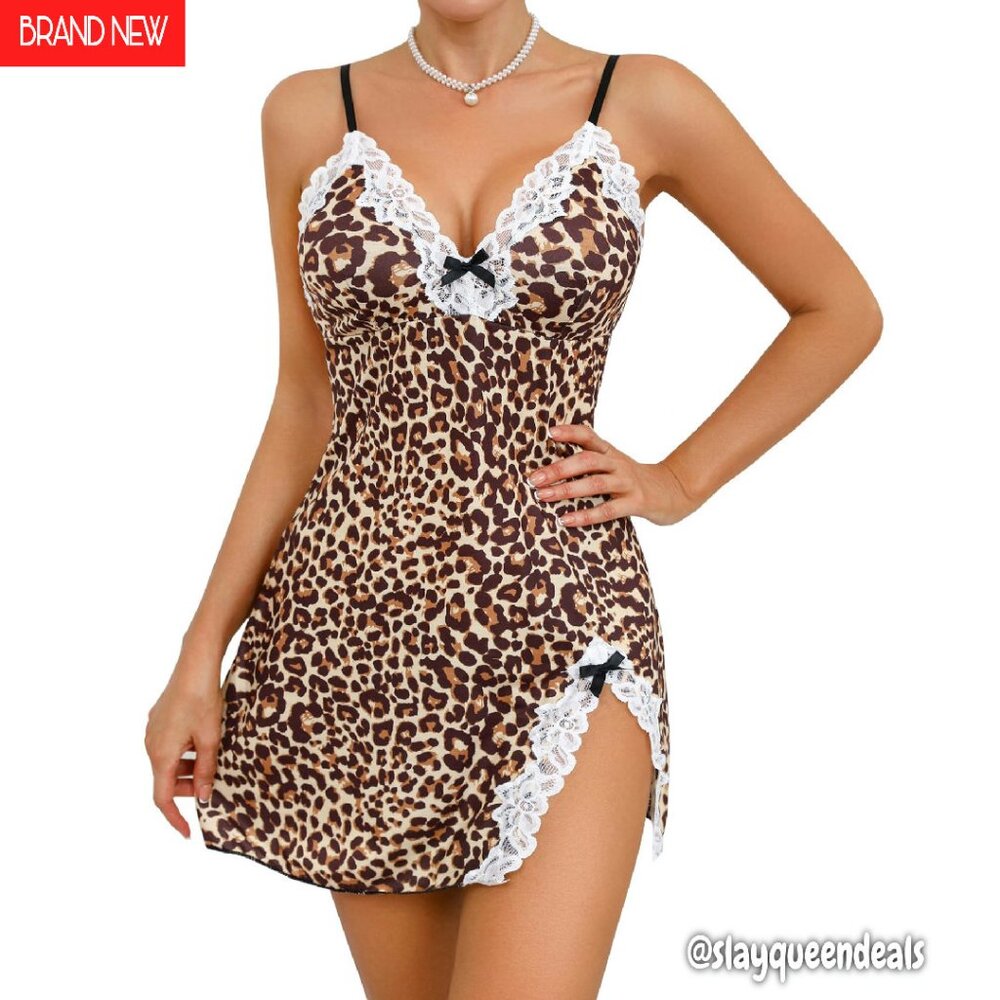 Sexy Lace Chemise Nightgown V-Neck Babydoll Sleepwear Modal Cotton